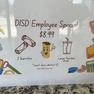 They offer specials to the schools