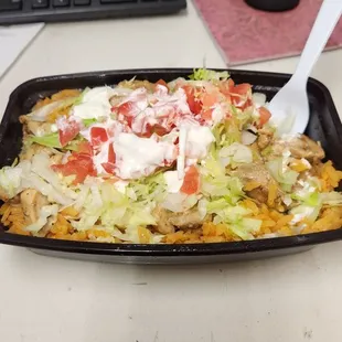 Fajita chicken bowl. Delicious! Weighs 5lbs. Lol