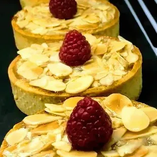 a row of desserts