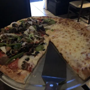 Large pizza-half cheese, half combination