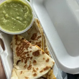 Kids Cheese Quesadilla with Guacamole side