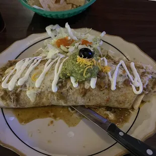 It was supposed to be a wet burrito. But the cook didn't want to spare any chile verde sauce.