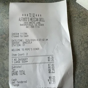 Look how cheap my meal was!