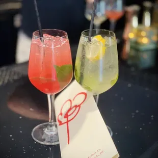 Watermelon basil spritzer &amp; St. Germain spritzer