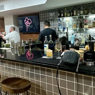 The bar area.