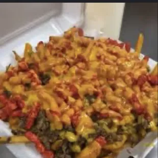 Asada fries w / hot Cheetos