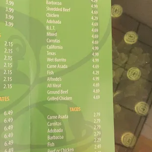 Our burritos are real big . Our tacos come crispy soft flour or soft corn