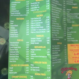 menu