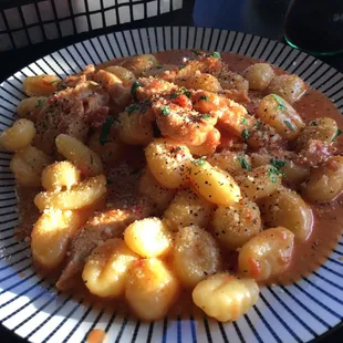 Gnocchi, chicken in vodka sauce