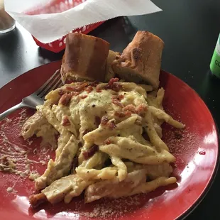 Chicken carbonara with home made pasta