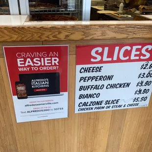 Prices for a slice