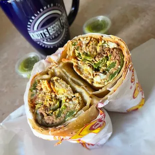 Machaca breakfast burrito