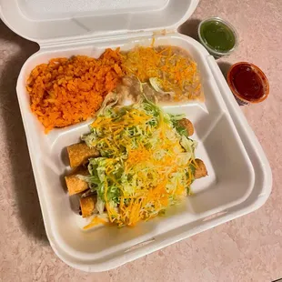 No. 13 Combination Plate, 3 Rolled Tacos with Guacamole