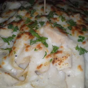 Chicken Fettucini Alfredo w/melted cheese on top