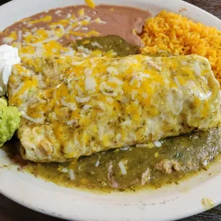 Burrito Plate with Chile Verde burrito