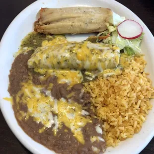 Pork Tamale and Chicken Enchilada