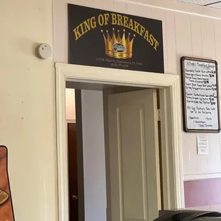 a king of breakfast sign