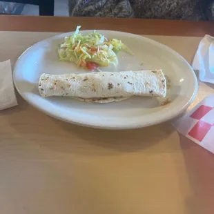 Shredded chicken burrito