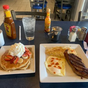 two plates of food on a table