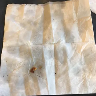 This was from drying off a single streak of overcooked bacon from our daughter's plate.