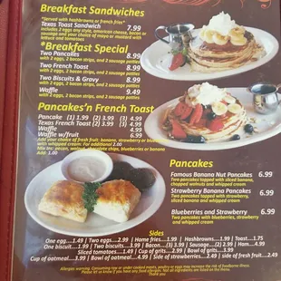 pancakes, menu