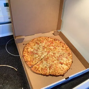 What is this?  Tomato&apos;s?  Fresh basil?  Large but the size of a medium?     A medium Cold cardboard is what was delivered.