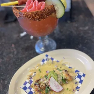Regular michi with a shrimp ab taco