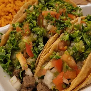 Two Carne Asada Taco Special Plate with extra cilantro