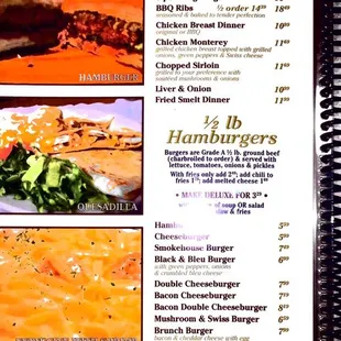 Photos of current menu taken 8/1/19