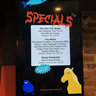 Specials menu (June 2022)