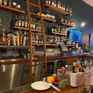 a bar with a ladder