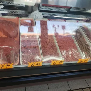 a display of halal meat
