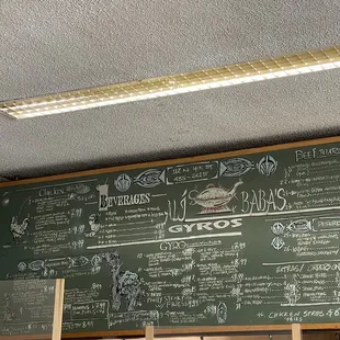 a menu on a blackboard
