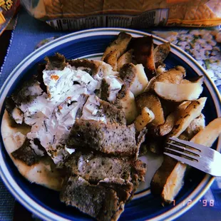 This pic doesn't do the gyro justice, delicious. Get two cause you'll want another one.