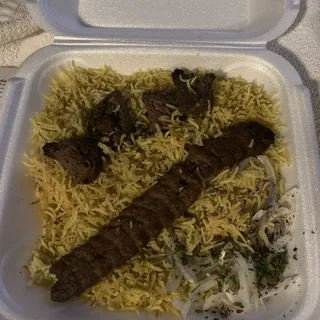 Sheesh Lamb with Beef Kofta Kabab Platter