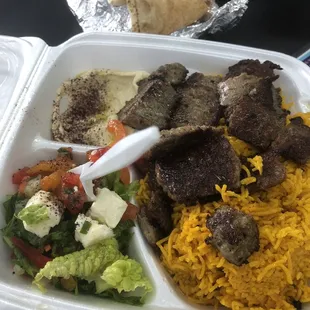 3. Lamb and Beef Greek Shawarma Lunch Platter