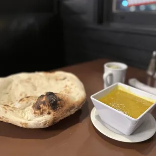 Naan Bread and Traditional Lentil Soup