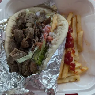 Gyro with a sad side of fries.