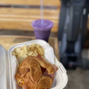Croissanwich &amp; Ube Latte