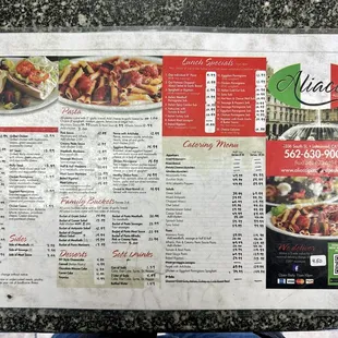 Menu as of March 2023