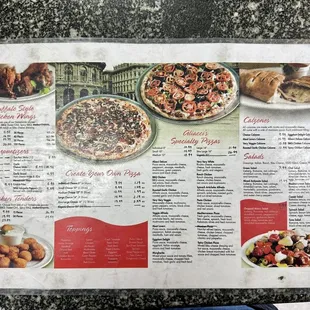 Menu as of March 2023