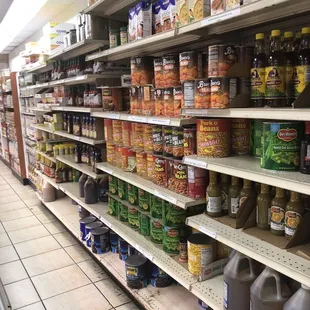 shelves of canned food