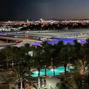 View of pool with LV strip in the background from room #6001