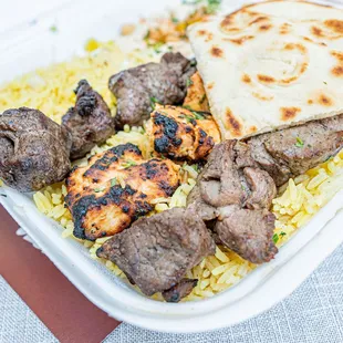 Mixed grill kabob plate