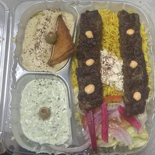 Halal beef kabab plate