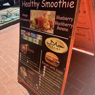 a sign for a healthy smoothie