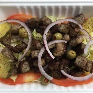 $8.00 for a Greek salad with lamb. Portion was tiny. Lamb was tasty, but not worth it at all.