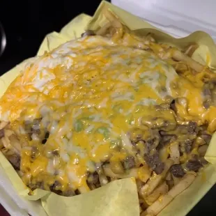 Carne asada fries. No picture, but here&apos;s a screen shot from my video. Mmmm