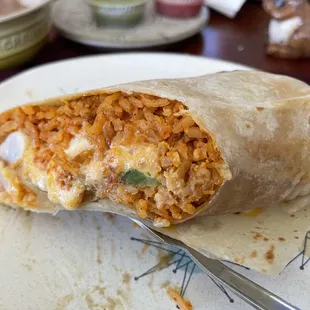 Shrimp burrito turns out to be a rice burrito with a few shrimp. So for as big and tasty as it is, the substance isn't the shrimp.