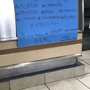 Sign of of their specials